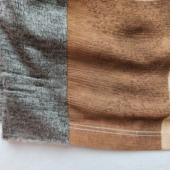 Zara Patchwork Print Top Semi Sheer Lightweight Short Sleeves Neutral Gray Small - Picture 8 of 13